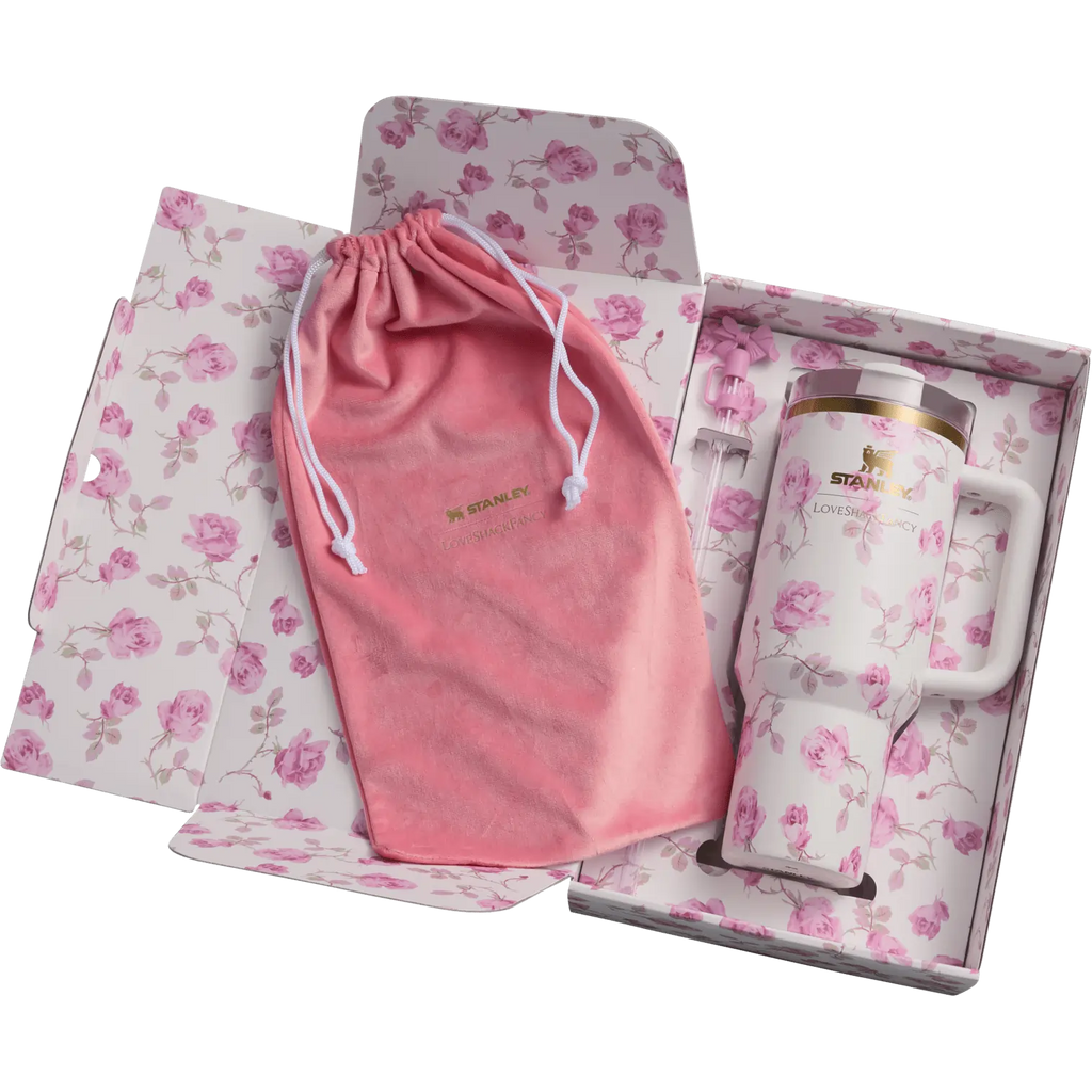 White & Pink Floral Stanley Quencher H2.0