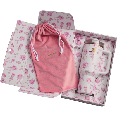 White with Pink Flowers Stanley Quencher H2.0 Tumbler