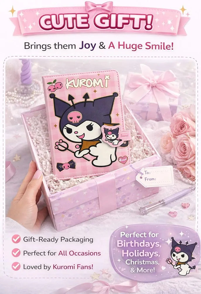 Premium Kuromi Secret Diary with Secure Lock – Cute Stationery Gift Set for Girls | Kidzermania