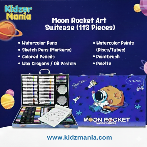 Premium 113-Piece Kids Art Suitcase Collection – 4 Exciting Themes