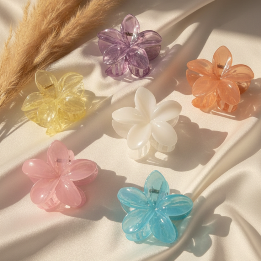 Tropical Flower Hair Claw - Durable Plumeria Petal Clip