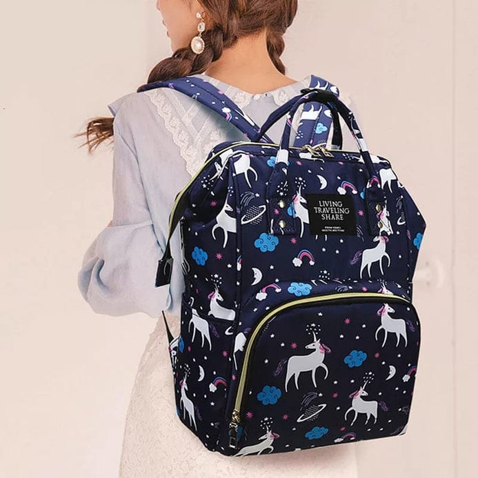 Cute Printed Baby Diaper Backpack – Large Capacity Waterproof Maternity Travel Bag