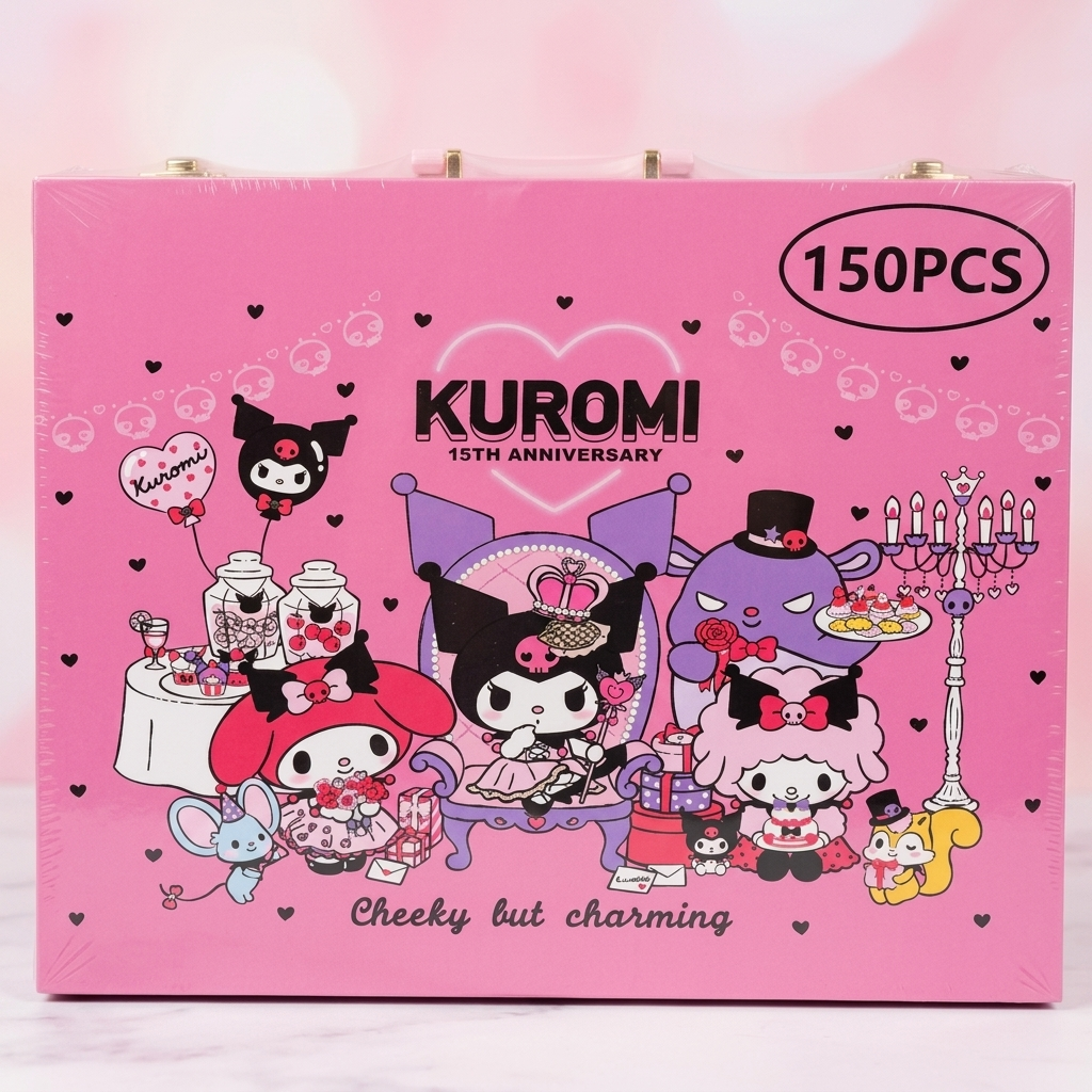 Kuromi Pink & Purple 150 PCS Art Set | Complete Drawing & Coloring Kit – Kidzermania