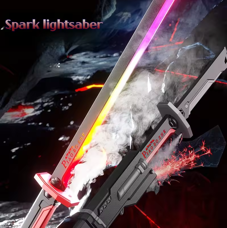 Cyber-Sword Pro: Futuristic RGB Lightsaber with Mist Spray & Sparking Effects