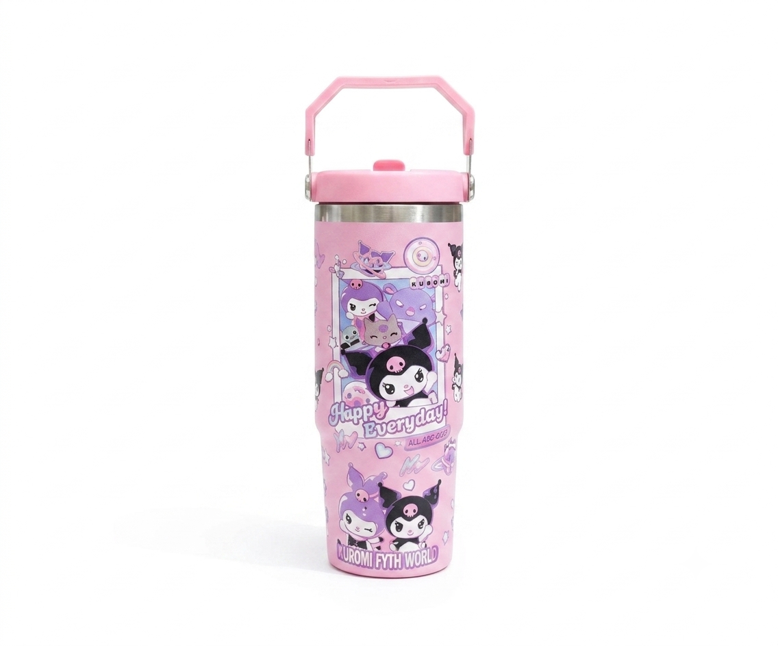 Kuromi Stainless Steel Insulated Water Tumbler with Handle | Leakproof Travel Cup