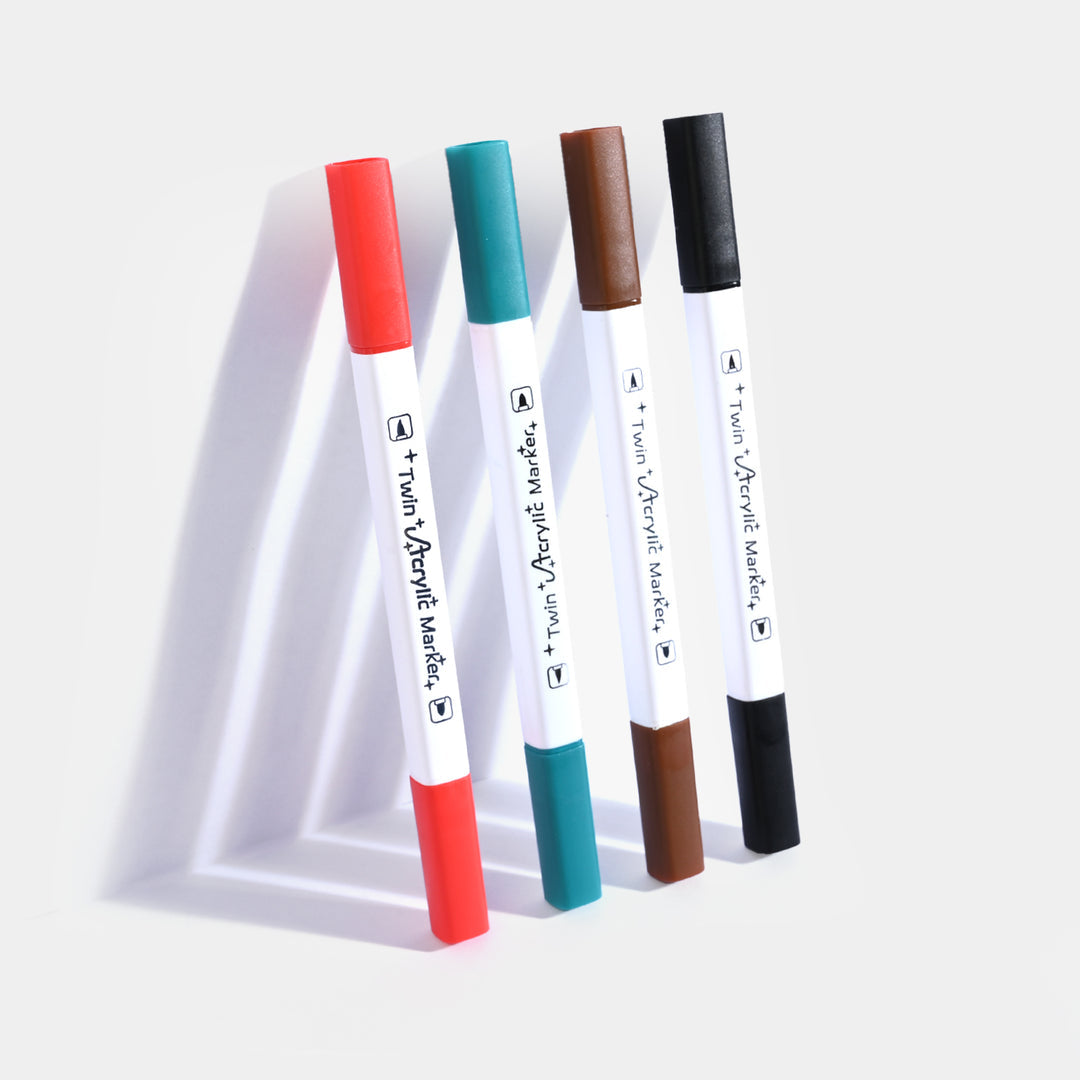 Dual-Tip Acrylic Marker Set – Artist Quality Pens for Painting & Illustration (12 & 24 Colors)