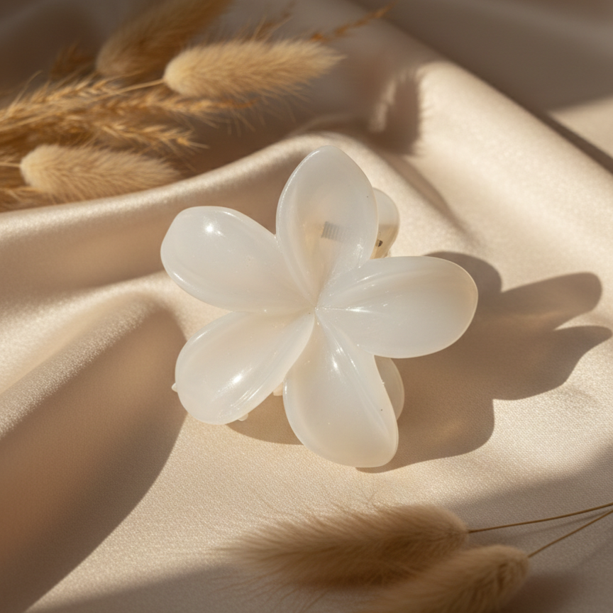 Tropical Flower Hair Claw - Durable Plumeria Petal Clip