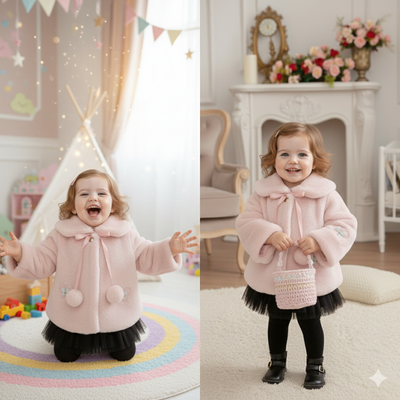 Adorable Baby Girl Soft Pink Fur Jacket ❄️💗