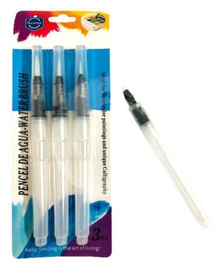 Keep Smiling 3 PCS Water Brush Pen Set | Refillable Aqua Water Brushes for Watercolor Painting & Calligraphy