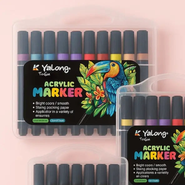Yalong 24 Colors Acrylic Marker Set | Premium Paint Markers for Canvas, Wood & DIY Art | Kidzermania