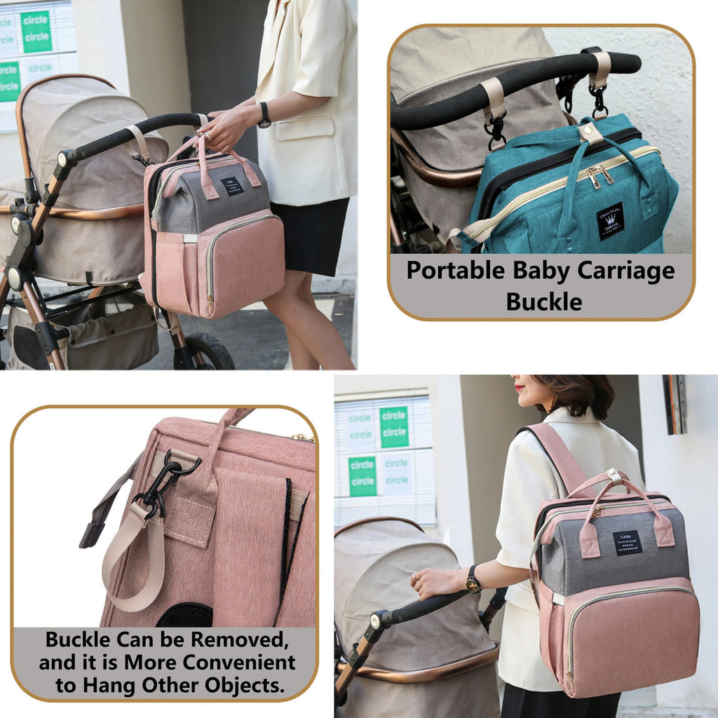 KidzerMania 3-in-1 Diaper Bag with Foldable Baby Crib