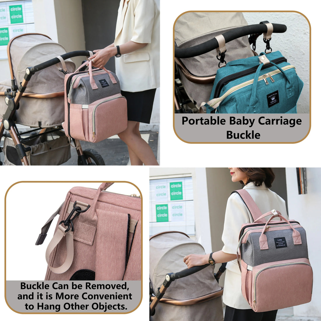 KidzerMania 3-in-1 Diaper Bag with Foldable Baby Crib