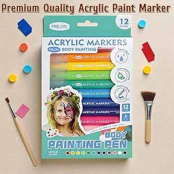 Premium 12 Color Acrylic Body Painting Markers for Kids | Washable & Non-Toxic – Kidzer Mania