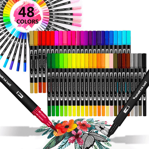 Giorgione Dual Tip Brush Pens Set for Artists & Kids | 12, 24,36,48 ,60 Colors |