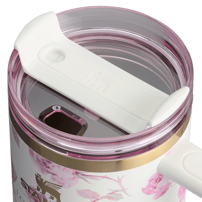 White with Pink Flowers Stanley Quencher H2.0 Tumbler