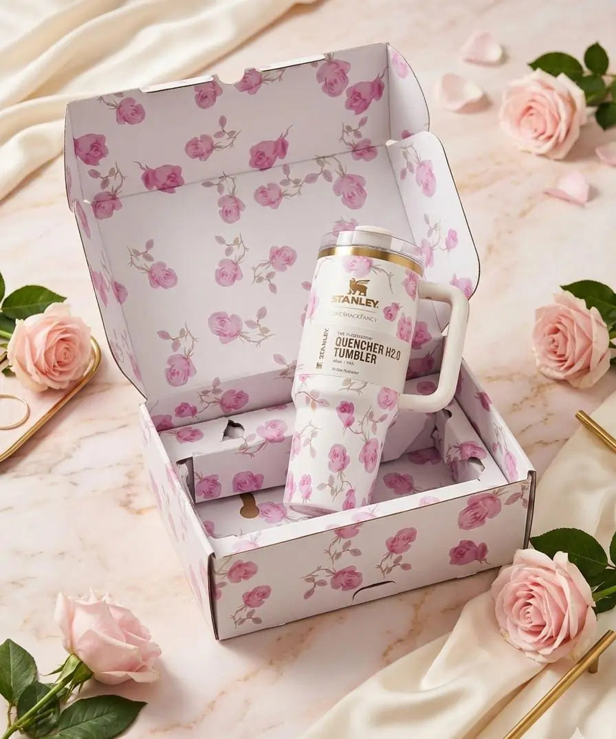 White & Pink Floral Stanley Quencher H2.0