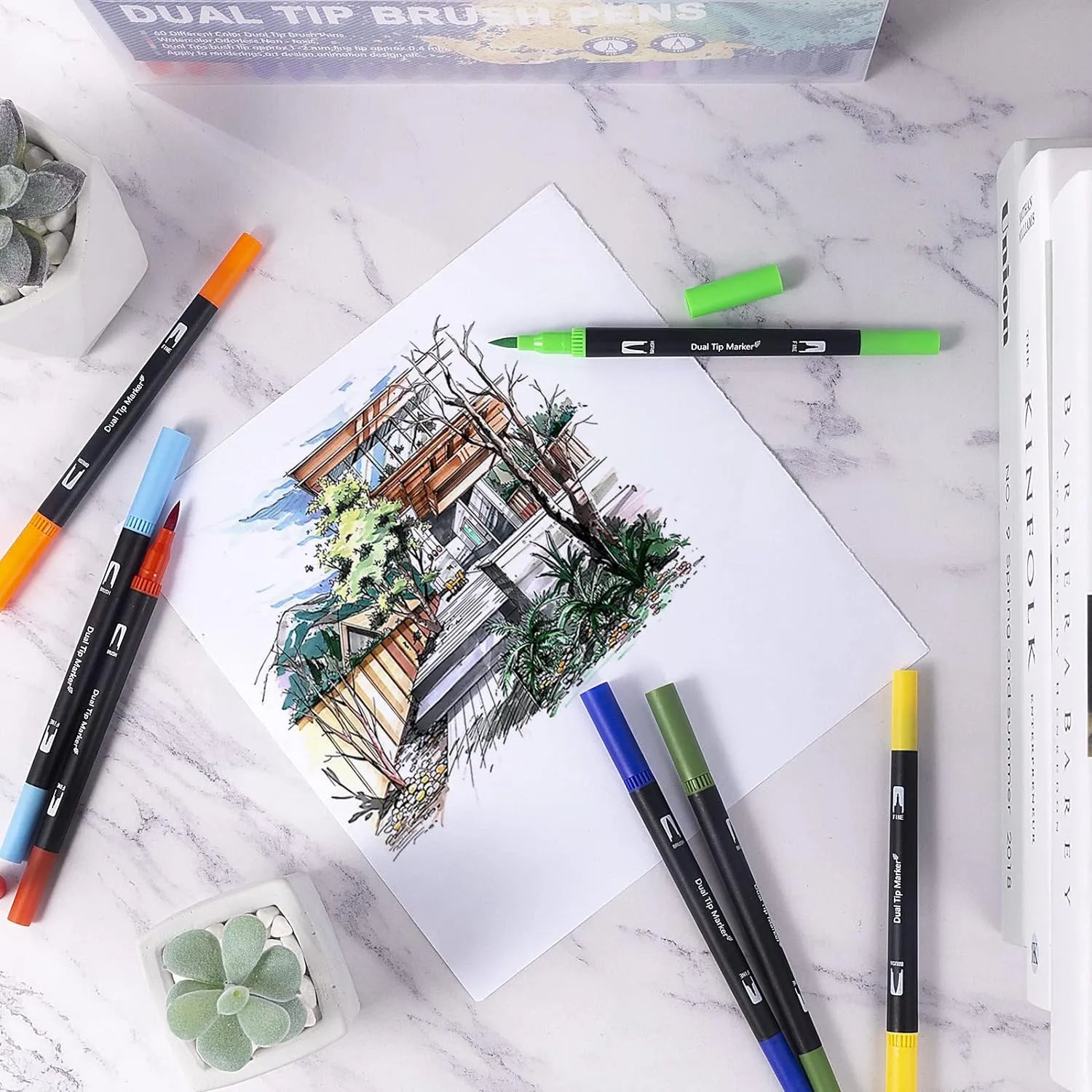 Giorgione Dual Tip Brush Pens Set for Artists & Kids | 12, 24,36,48 ,60 Colors |