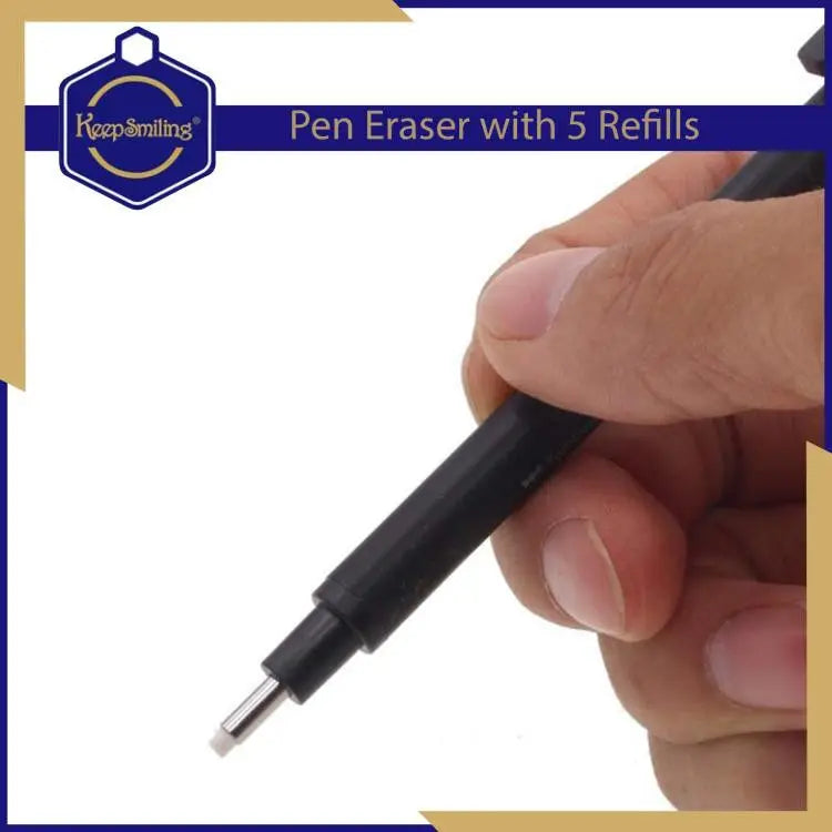 Keep Smiling Pen Eraser with 5 Refills | Precision Eraser for Fine Arts, Pencil & Colored Pen | 3.8mm Tip