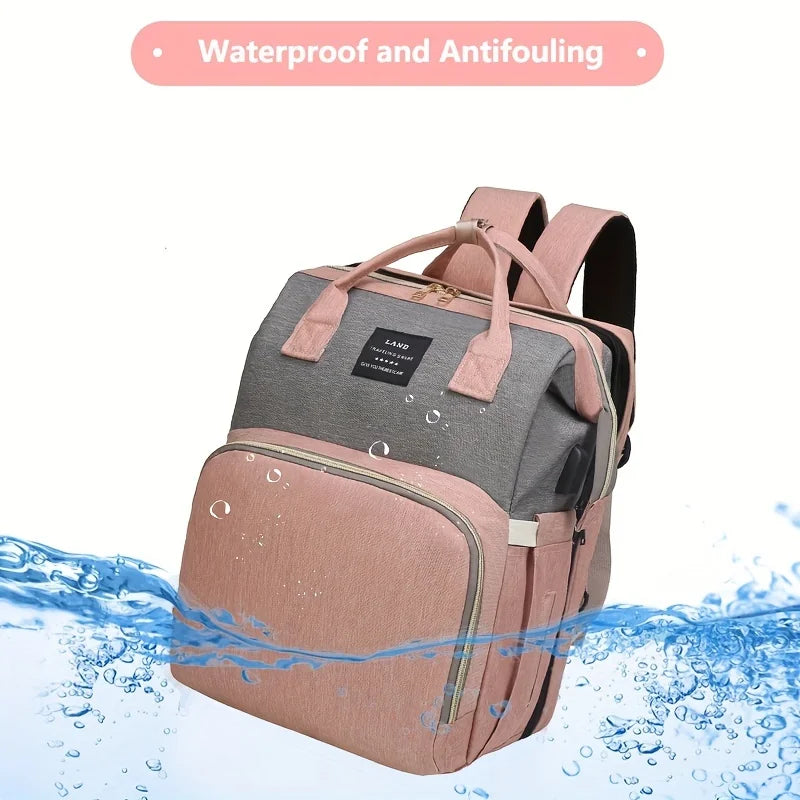 KidzerMania 3-in-1 Diaper Bag with Foldable Baby Crib