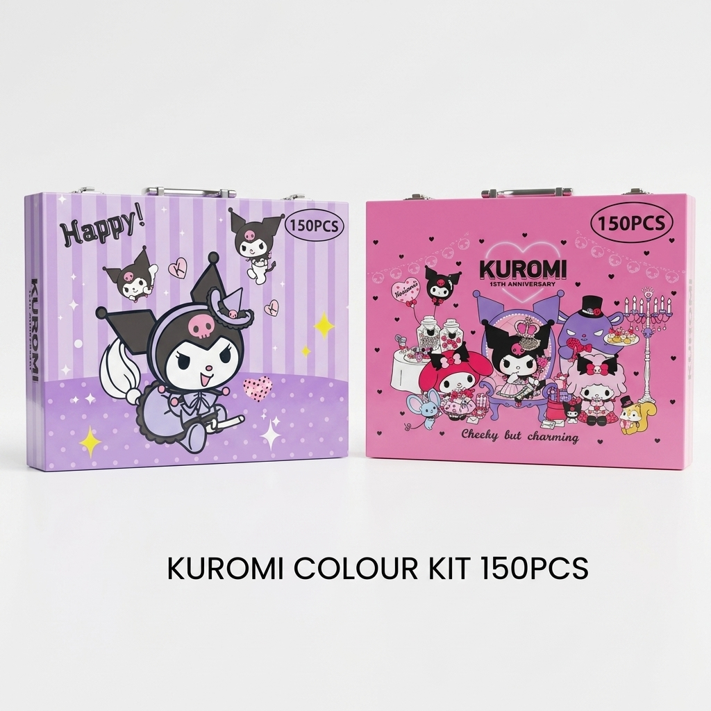 Kuromi Pink & Purple 150 PCS Art Set | Complete Drawing & Coloring Kit – Kidzermania