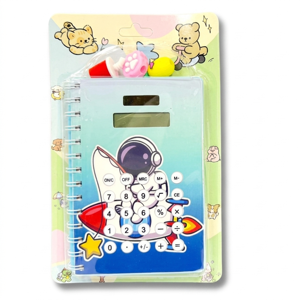 Space Astronaut Spiral Diary with Built-in Calculator & Stationery Set – Premium School Gift for Boys & Girls