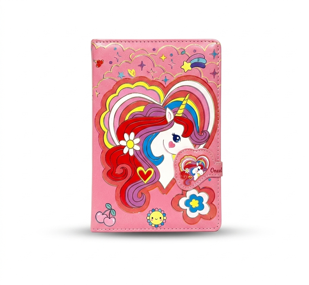 Magical Unicorn Faux Leather Secret Diary with Magnetic Buckle – Premium Stationery Gift for Girls