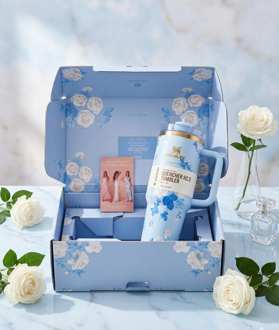 LoveShackFancy x Stanley Floral Tumbler - Light Blue