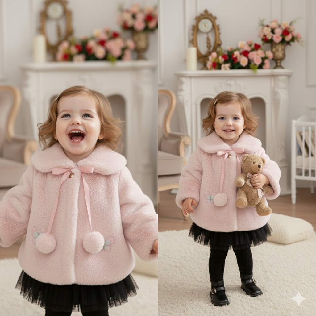 Adorable Baby Girl Soft Pink Fur Jacket ❄️💗