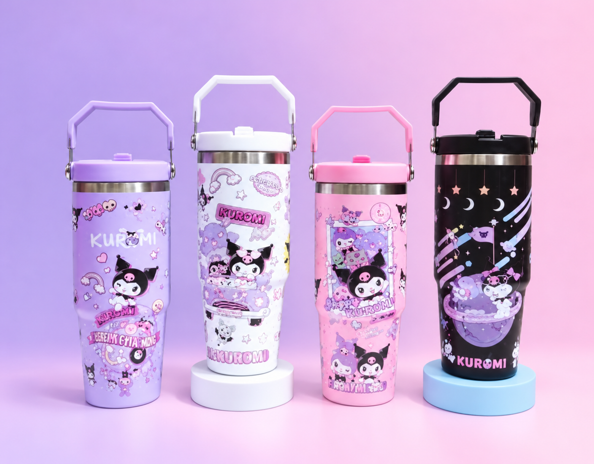 Kuromi Stainless Steel Insulated Water Tumbler with Handle | Leakproof Travel Cup