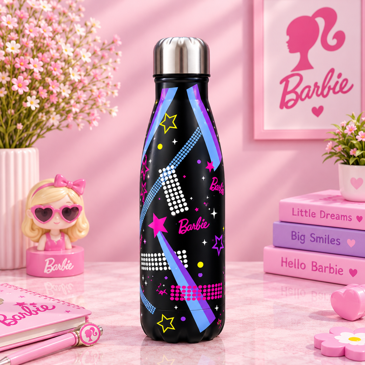 Barbie Insulated Water Bottle for Girls | Stainless Steel Hot & Cold Bottle (500ml)