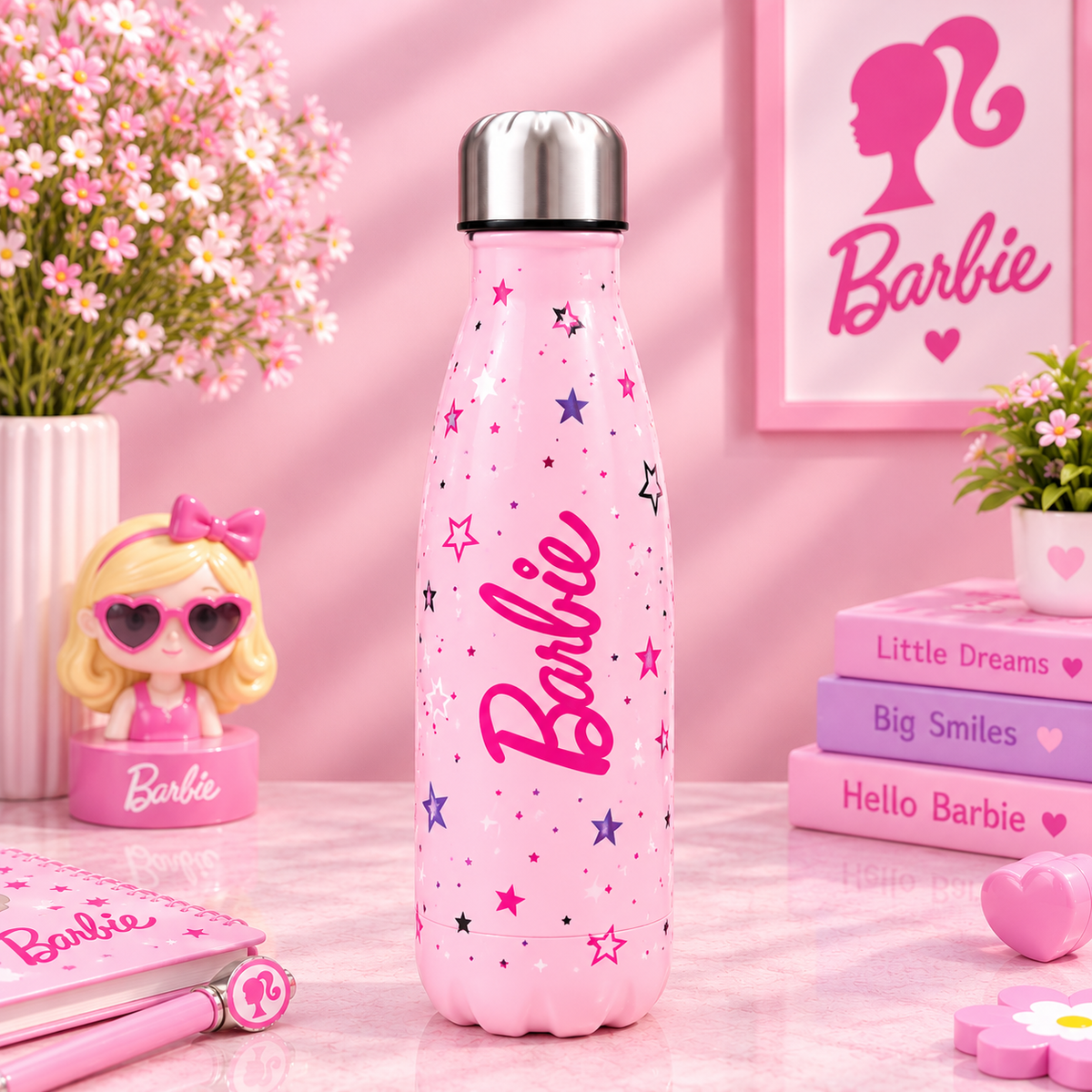 Barbie Insulated Water Bottle for Girls | Stainless Steel Hot & Cold Bottle (500ml)