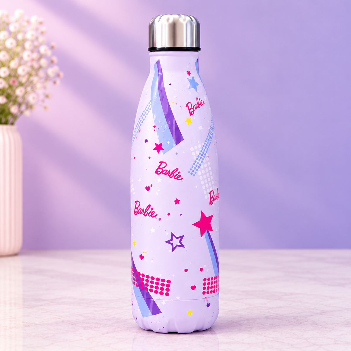 Barbie Insulated Water Bottle for Girls | Stainless Steel Hot & Cold Bottle (500ml)