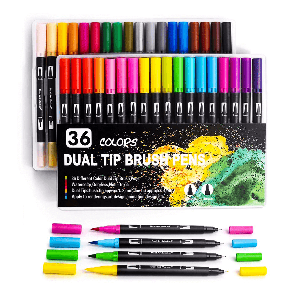 Giorgione Dual Tip Brush Pens Set for Artists & Kids | 12, 24,36,48 ,60 Colors |