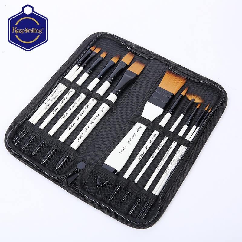 Keep Smiling 12PCS Value Paint Brush Set with Storage Wallet | Artist Brushes | Kidzermania