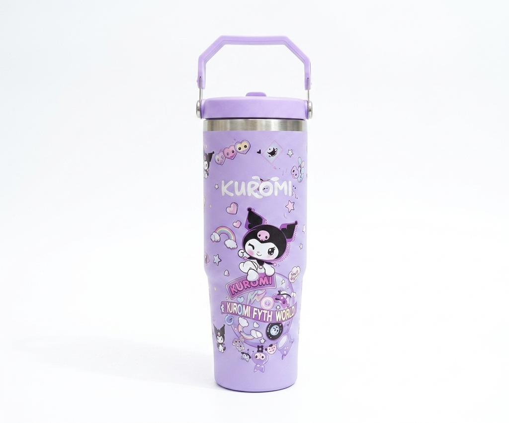 Kuromi Stainless Steel Insulated Water Tumbler with Handle | Leakproof Travel Cup