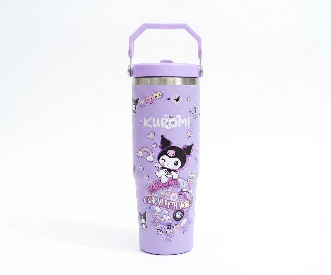 Kuromi Stainless Steel Insulated Water Tumbler with Handle | Leakproof Travel Cup