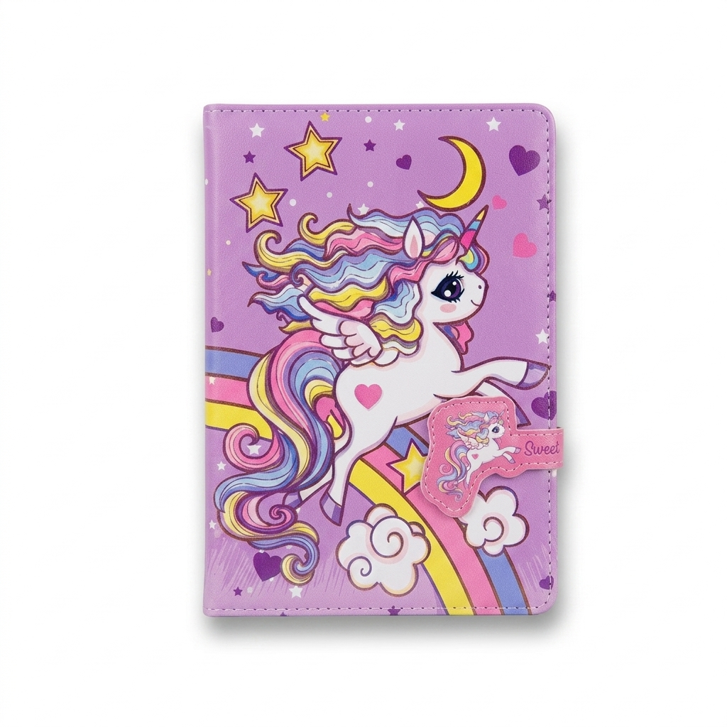 Magical Unicorn Faux Leather Secret Diary with Magnetic Buckle – Premium Stationery Gift for Girls
