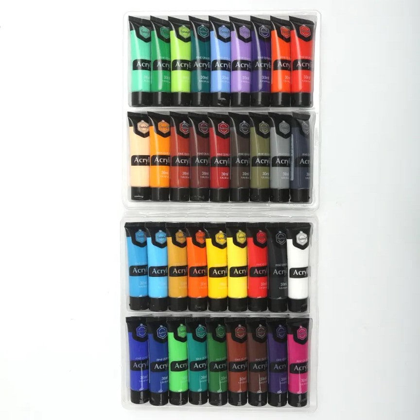 Keep Smiling Acrylic Paint Set – Professional Fine Quality Artist Paints in 30ml Tubes | Available in 6, 12, 18, 24 & 36 Colors