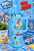 30 oz (890 ml) Tom n Jerry Tumbler with Handle & Straw Lid | Insulated Tumbler for Kids & Teens