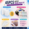 45 PCS Artist Value Pack Set | Complete Acrylic Painting Kit with Canvases, 24 Acrylic Paints, Brushes & Palette