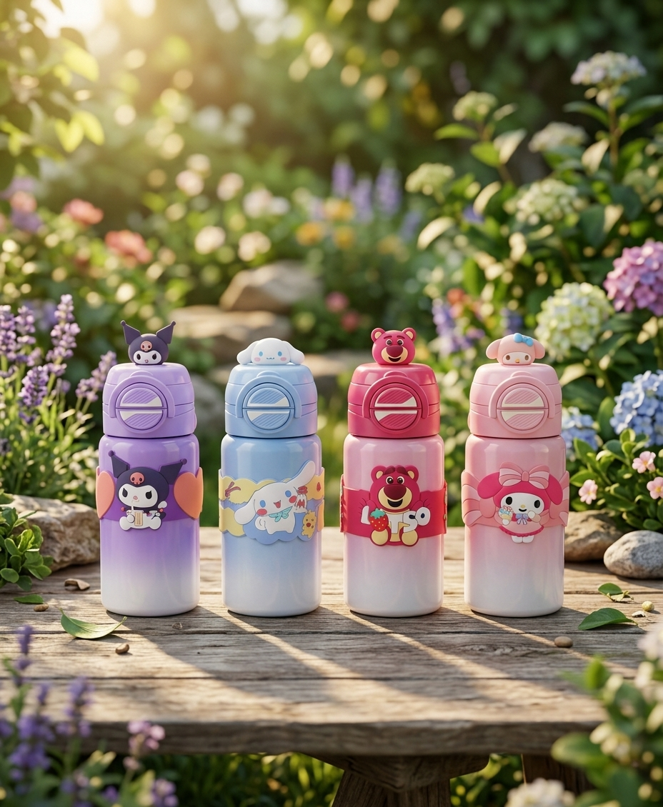 Cute Cartoon Kids Water Bottle | Leakproof Portable Bottle for School & Travel (Multiple Colors)