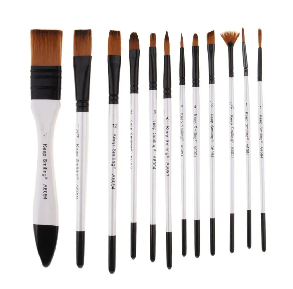 Keep Smiling 12 PCS Artist Brush Set | Premium Paint Brushes for Acrylic, Watercolor & Oil Painting