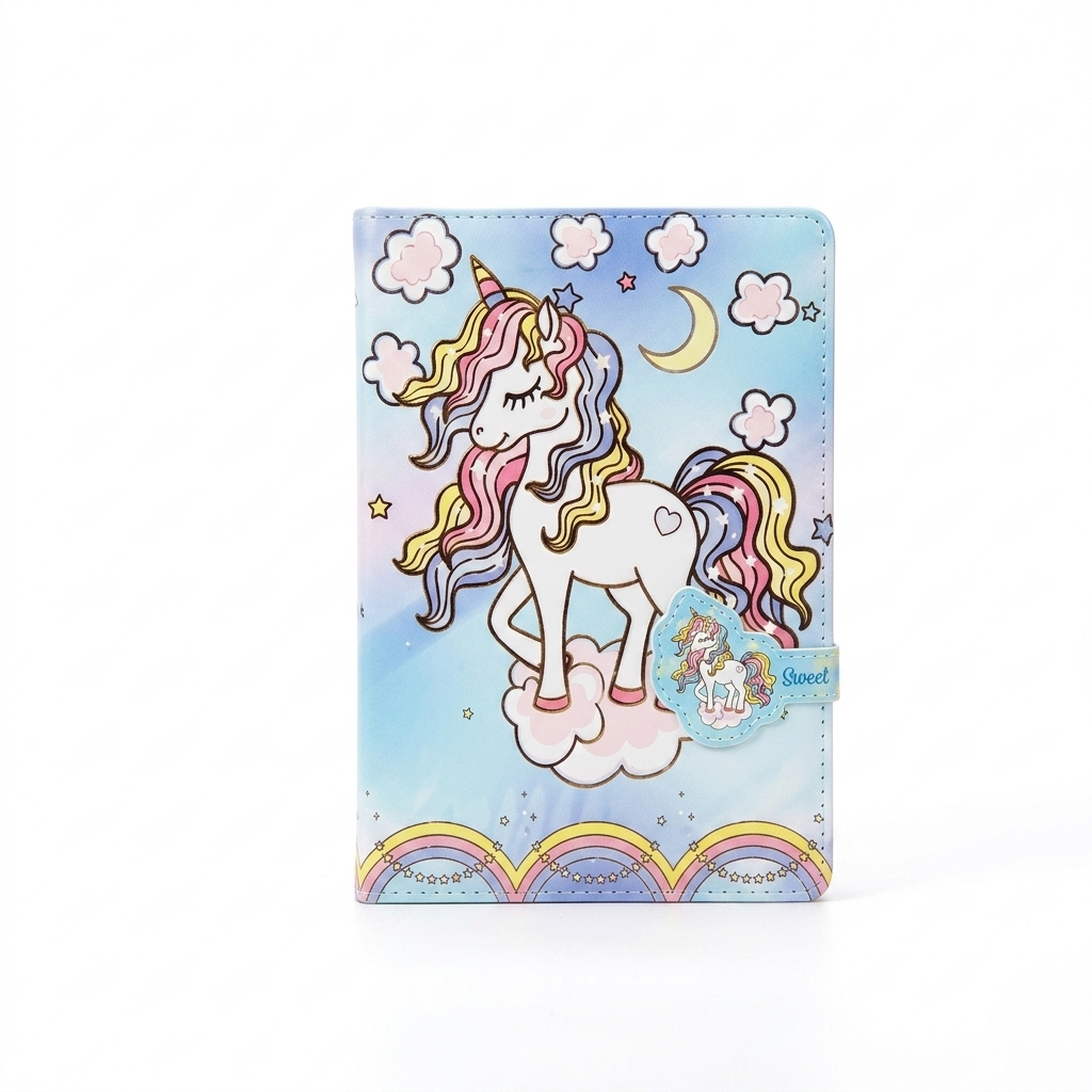 Magical Unicorn Faux Leather Secret Diary with Magnetic Buckle – Premium Stationery Gift for Girls
