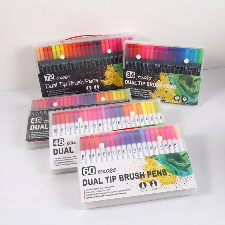 Giorgione Dual Tip Brush Pens Set for Artists & Kids | 12, 24,36,48 ,60 Colors |