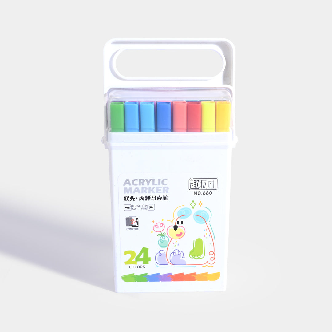Dual-Tip Acrylic Marker Set – Artist Quality Pens for Painting & Illustration (12 & 24 Colors)