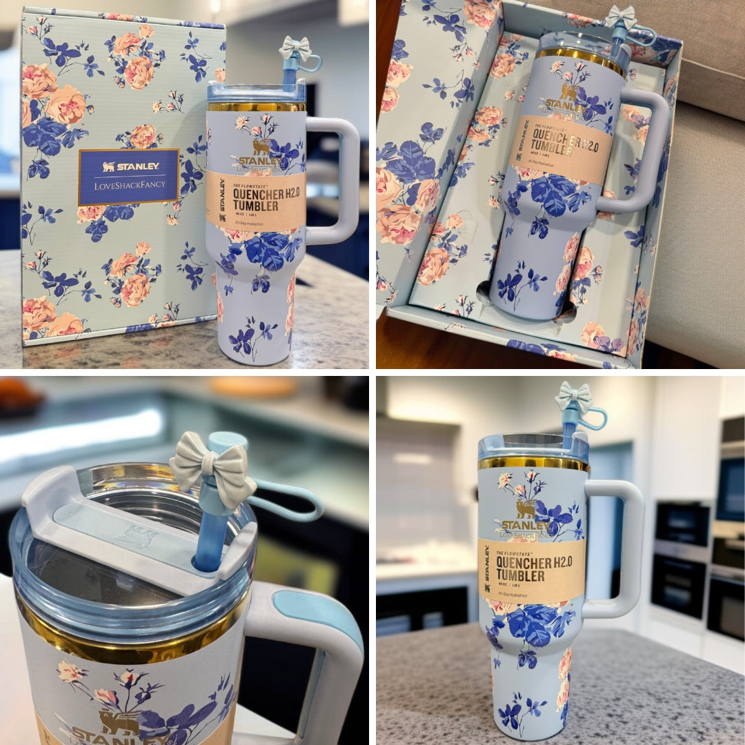 LoveShackFancy x Stanley Floral Tumbler - Light Blue