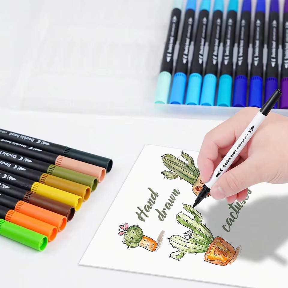 Kidzermania Masterpiece Dual-Tip Markers – 12 Vivid Colors for Sketching & Calligraphy