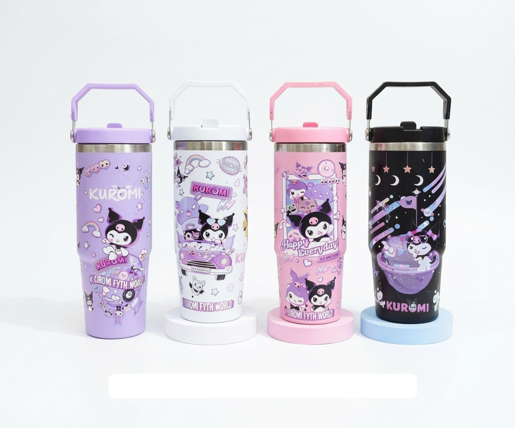 Kuromi Stainless Steel Insulated Water Tumbler with Handle | Leakproof Travel Cup