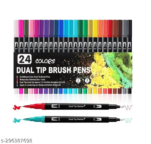 Giorgione Dual Tip Brush Pens Set for Artists & Kids | 12, 24, 36 Colors |