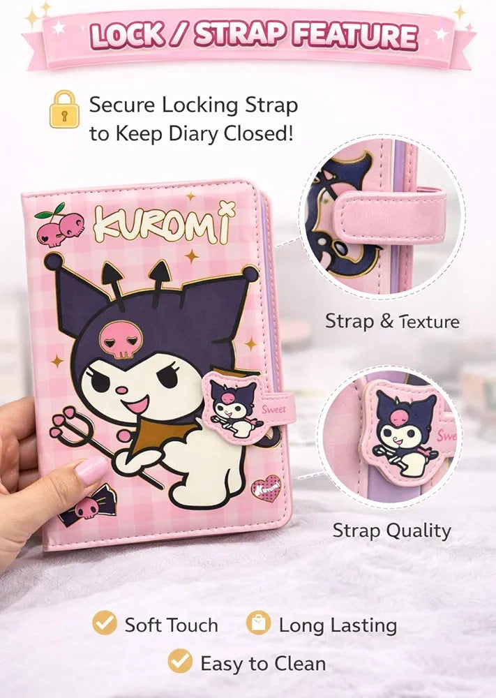 Premium Kuromi Secret Diary with Secure Lock – Cute Stationery Gift Set for Girls | Kidzermania